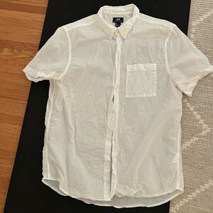 H&M White Short-Sleeve Casual Button-Down Shirt